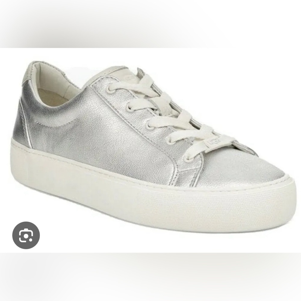 Ugg Zilo Metallic Platform Sneakers Silver Size 7 Lace Up Shoes